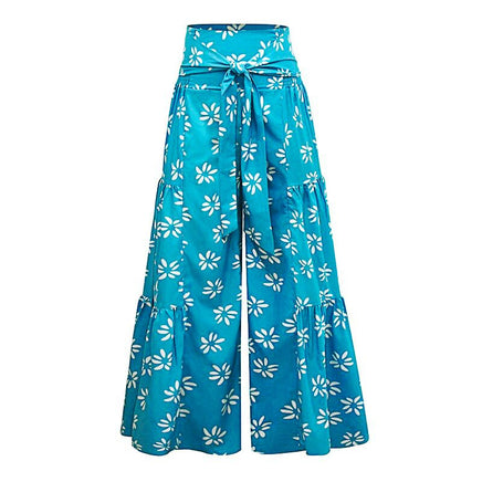 Ethnic Elephant and Floral Printed Wide Leg Palazzo Pants | Black | Floral,  Printed, Elephant